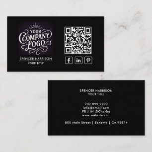 QR-Code Geschäftslogo Modern Professionell Schwarz Visitenkarte