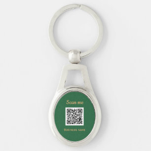 QR-Code-Geschäftslogo Professionell Grün Gold Schlüsselanhänger