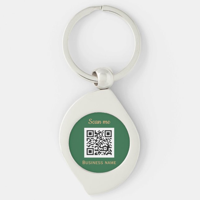 QR-Code-Geschäftslogo Professionell Grün Schlüsselanhänger (Vorderseite)
