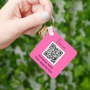QR-Code-Geschäftslogo Professionell Hot Pink Schlüsselanhänger