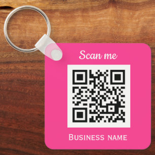 QR-Code Geschäftslogo Professionell Hot Pink Weibl Schlüsselanhänger
