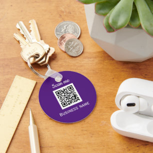 QR-Code-Geschäftslogo Professionell Lila Modern Schlüsselanhänger