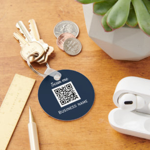 QR-Code-Geschäftslogo professionell Marineblau Schlüsselanhänger
