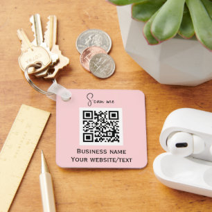 QR-Code-Geschäftslogo Professionell Pink Schlüsselanhänger
