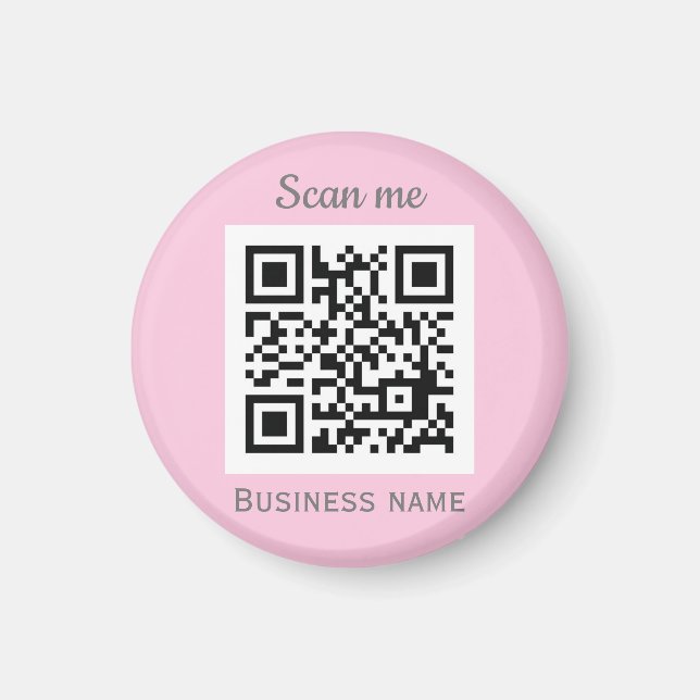 QR-Code Geschäftslogo Professionell Rosa Weiblich Magnet (Vorne)