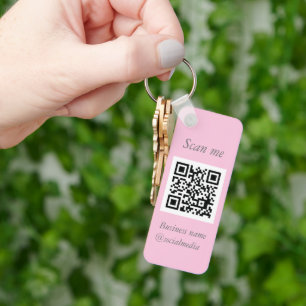 QR-Code-Geschäftslogo Professionell Rosa Weiblich Schlüsselanhänger