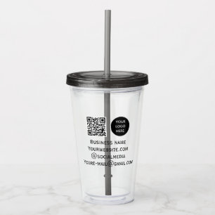QR-Code-Geschäftslogo Professionell Schwarz Modern Acryltrinkbecher