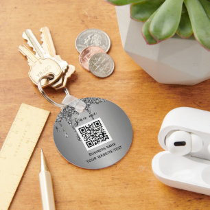 QR-Code-Geschäftslogo Professionelles Silber Schlüsselanhänger