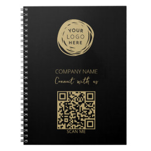 QR-Code Geschäftslogo Schwarz Modern Notizblock