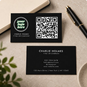 QR-Code-Geschäftslogo Schwarz Modern Professione Visitenkarte