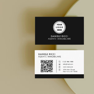 QR-Code-Geschäftslogo Schwarz Modern Professione Visitenkarte