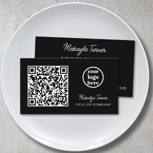 QR-Code Geschäftslogo Schwarz Modern Professionell Visitenkarte