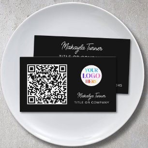 QR-Code Geschäftslogo Schwarz Modern Professionell Visitenkarte
