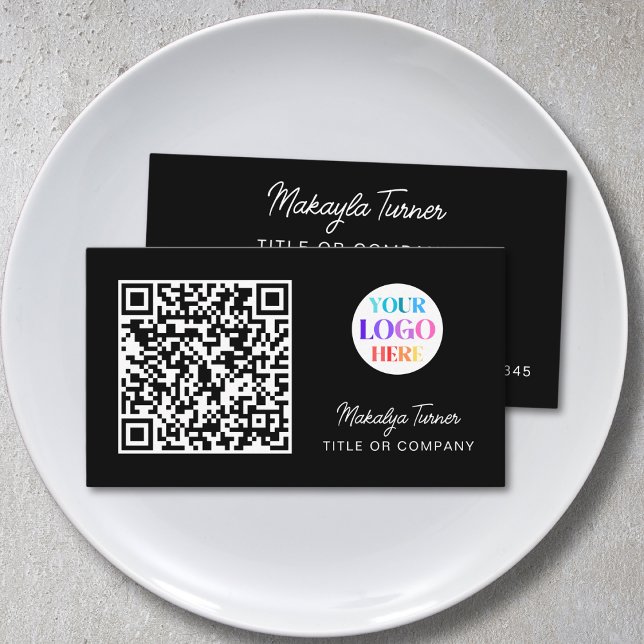 QR-Code Geschäftslogo Schwarz Modern Professionell Visitenkarte (Von Creator hochgeladen)