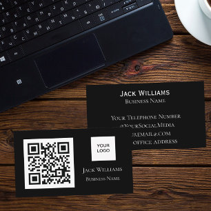 QR-Code Geschäftslogo Schwarz Professionell Modern Visitenkarte