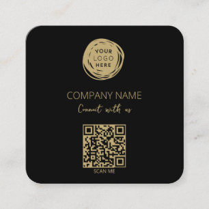 QR-Code Geschäftslogo Schwarz Quadratische Visitenkarte