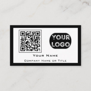 QR-Code-Geschäftslogo Weiß Schwarz Minimalistisch Visitenkarte