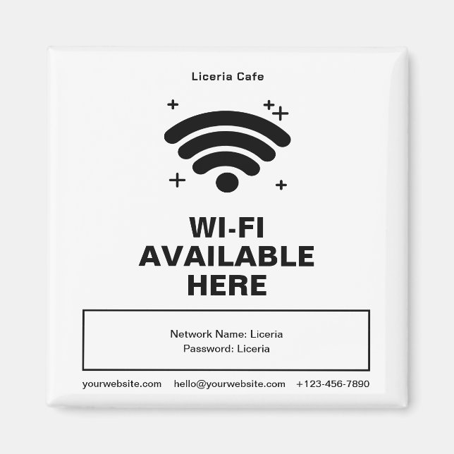 Qr-Code Geschäftsname Minimale WiFi-Details Magnet (Vorne)