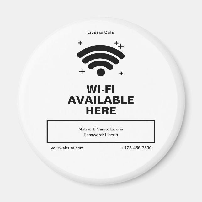 Qr-Code Geschäftsname Minimale WiFi-Details Magnet (Vorne)