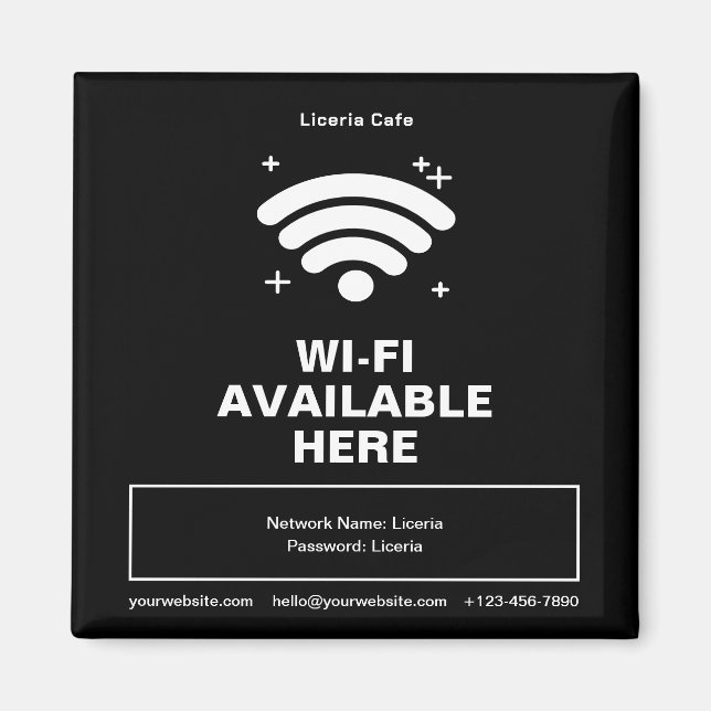 Qr-Code Geschäftsname Minimale WiFi-Details Magnet (Vorne)
