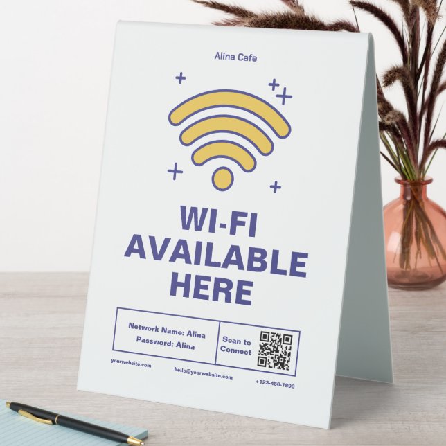 Qr-Code Geschäftsname Minimale WiFi-Details Tischaufsteller (In Situ (Tisch))