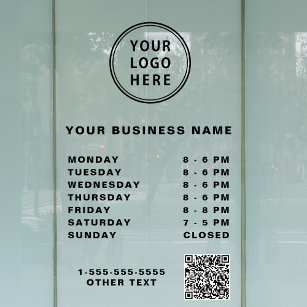 QR-Code Geschäftszeiten für Logos Fensteraufkleber