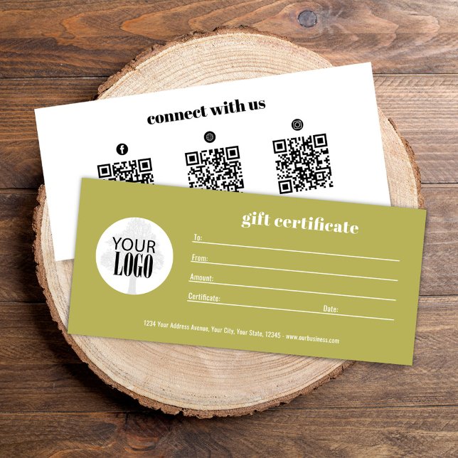QR-Code-Geschenkgutschein Gold für einfache Logos (Gold add your logo custom gift certificate. )