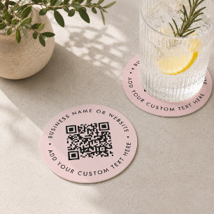 QR-Code-Getränkeuntersetzer   Pink Business Promo Runder Pappuntersetzer