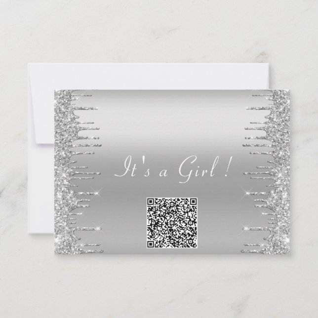 QR Code Glitzer Baby Shower Einladung Beispiel (Rückseite)