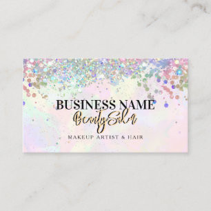QR Code Gold Glitzer Holographic Gold Pink Beauty Visitenkarte