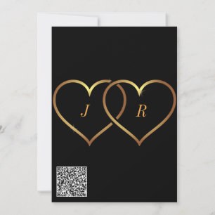 QR Code Gold Hearts Love Toast Faire-part de maria