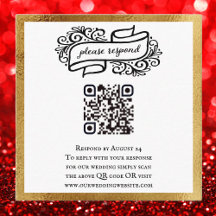 QR Code Gold Schwarz-weiße Hochzeit RSVP