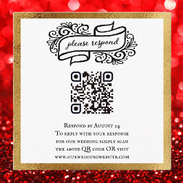 QR Code Gold Schwarz-weiße Hochzeit RSVP Begleitkarte