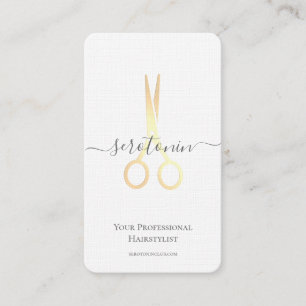 QR Code Gold Scissy Hairstylist Business Card Visitenkarte