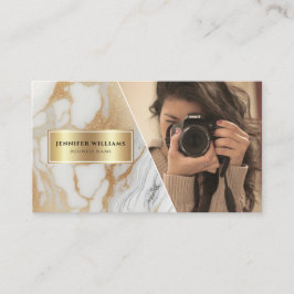 QR Code Gold Weißer Marmorfotograf Moderner Visitenkarte