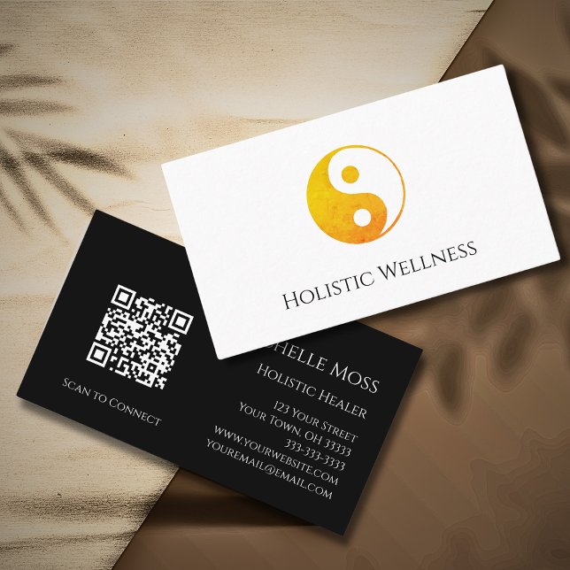 QR-Code Gold Yin Yang Symbol Heilung Wellness Visitenkarte (Von Creator hochgeladen)