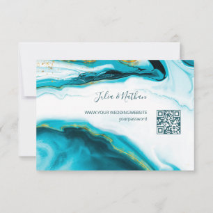 QR-Code   Goldmedaille Turquoise Beach Hochzeit RSVP Karte