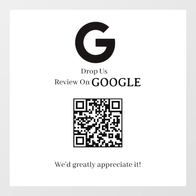 QR-Code | Google Bewertungen Geschäftsschild Fensteraufkleber (Blatt)