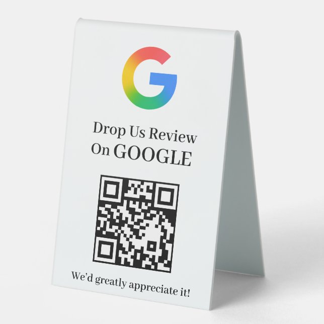 QR-Code Google-Review-Podium-Anzeigeformat Tischaufsteller (Vorderseite)