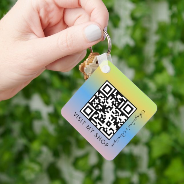 QR Code Gradient Mit Monogramm Schlüsselanhänger (Hand)