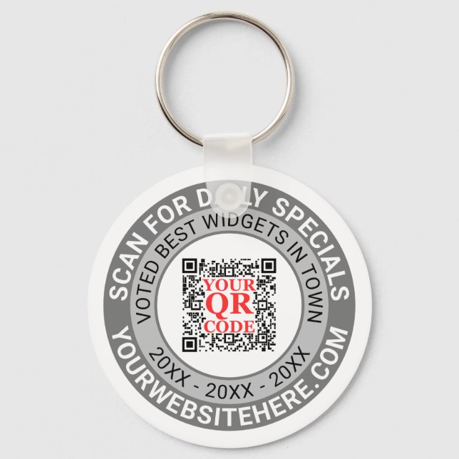 QR Code Grau Business Marketing Giveaway Promo Schlüsselanhänger (Vorderseite)