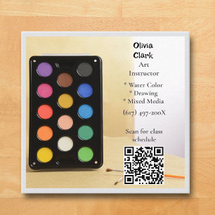 QR-Code Grauer Künstler-Tutor Lehrkraft Kunstlehre Quadratische Visitenkarte