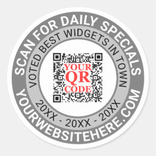QR Code Gray Business Marketing Einfache Promo Runder Aufkleber