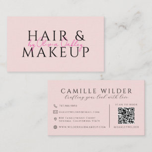 QR-Code Haar- und Make-up-Blush-Pink Visitenkarte