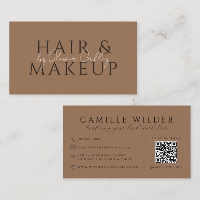 QR-Code Haar- und Make-up Sark Terrakotta Visitenkarte (Vorne/Hinten)
