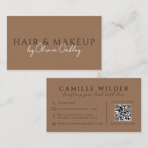 QR-Code Haar und Make-up Sark Terrakotta Visitenkarte