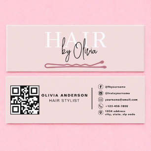 QR Code Hair Stylist Moderne Typografie Mini Visitenkarte