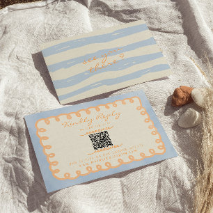 QR Code Handgeschriebene Gezeichnet bemalte Fun We RSVP Karte