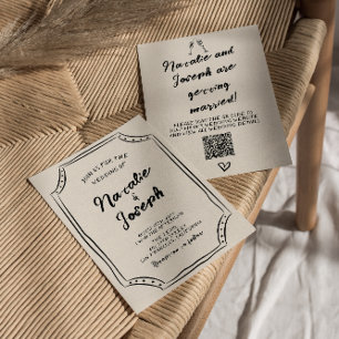 QR-Code Handgeschriebenes Skript Einzigartiges Qui Einladung