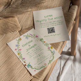 QR Code Handgezeichnete farbenfrohe Blumenzeremoni Einladung